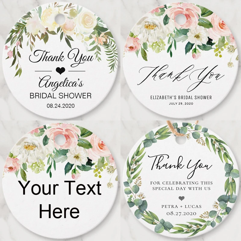 

100 PCs, Customized Personalized Wedding Birthday Baby Shower Party Favors Boxes Hang Tags, Your Text, Logo, Picture, Handmade