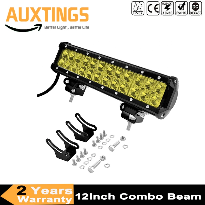 

12 Inch Yellow Led 4x4 Offroad Light Bar For Off Road 4WD Trucks SUV ATV Trailer Combo Beams Yellow Work Driving Lights Fog Lamp