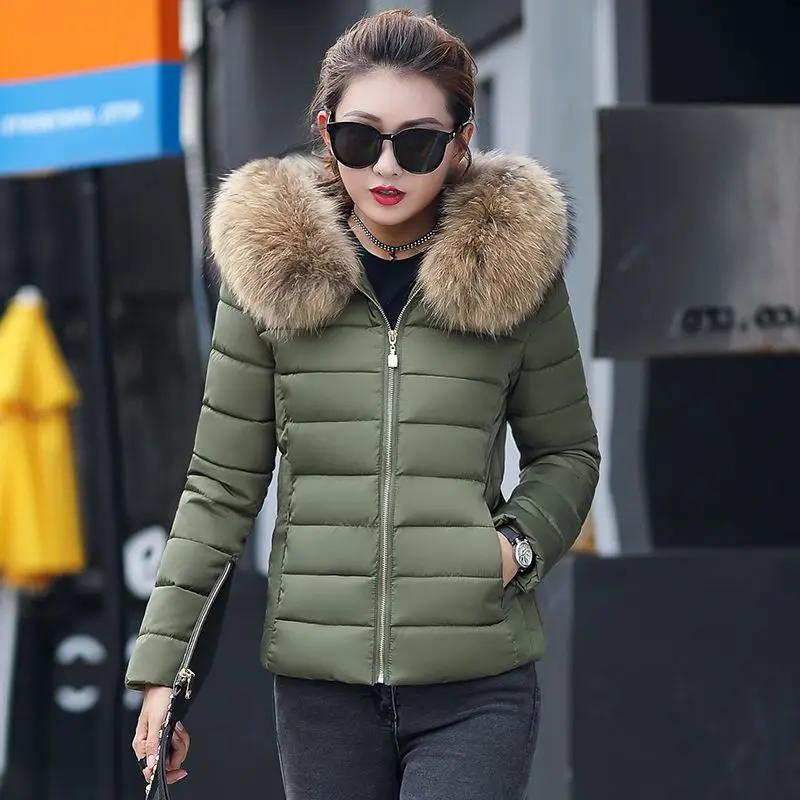 Куртка женская зимняя куртка модная зимняя одежда в Корейском стиле; Новинка; пальто женская короткая заметка тонкая пуховая стеганая куртка - Цвет: ArmyGreen
