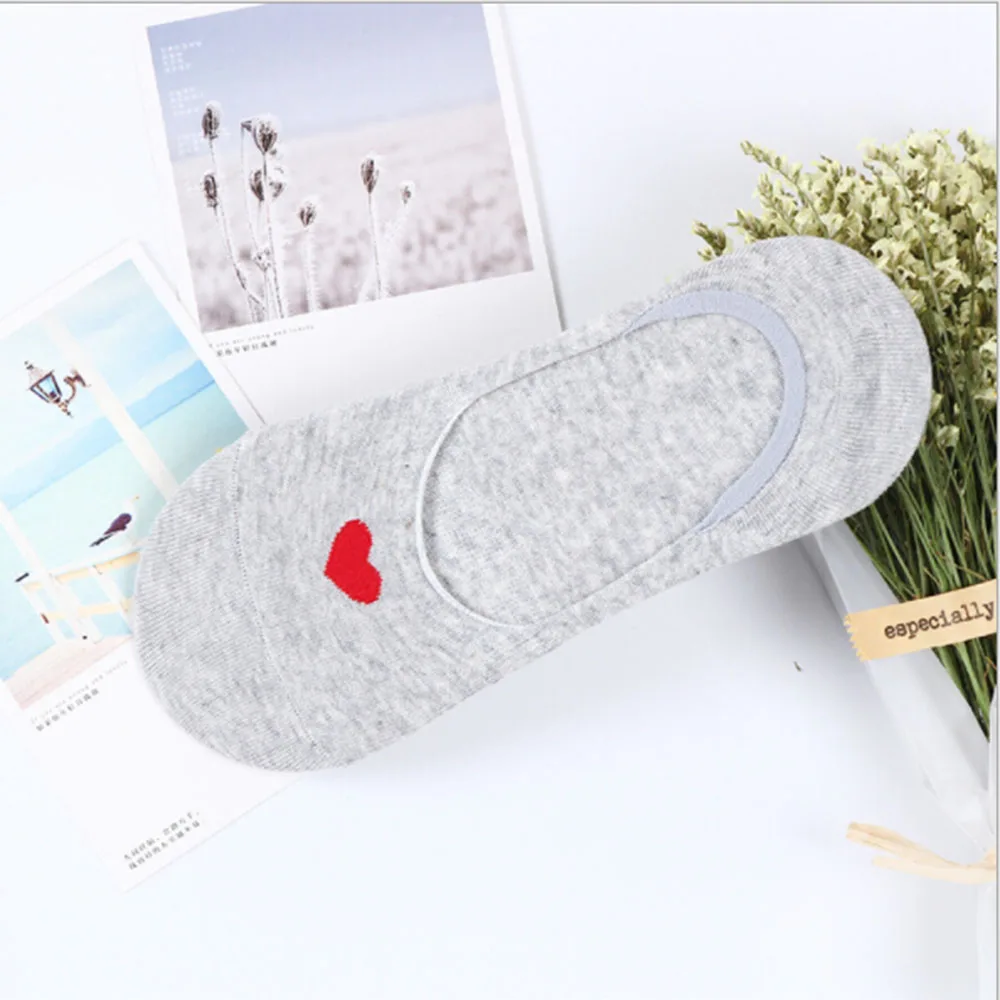 1 пара Нескользящие хлопковые носки невидимки с сердечками|shallow socks|stealth boat sockshidden