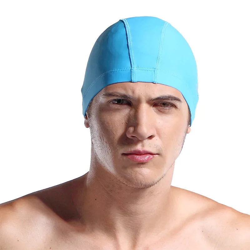Шапочки для плавания для мужчин или женщин, тканевые шапочки для купания, спортивные Ультратонкие защитные шапки с ушками