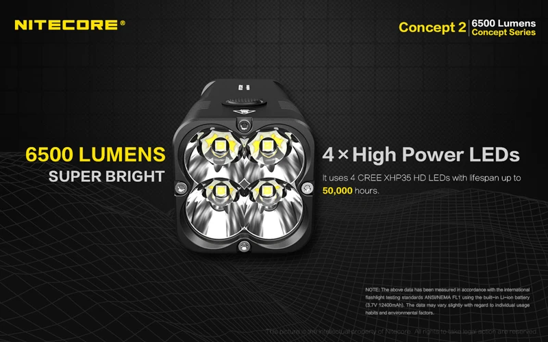 Новое поступление, Nitecore Concept 2 CREE XHP35 HD светодиодный фонарь светильник 6500 люменов, супер яркий светильник-вспышка с дальностью луча 398 м