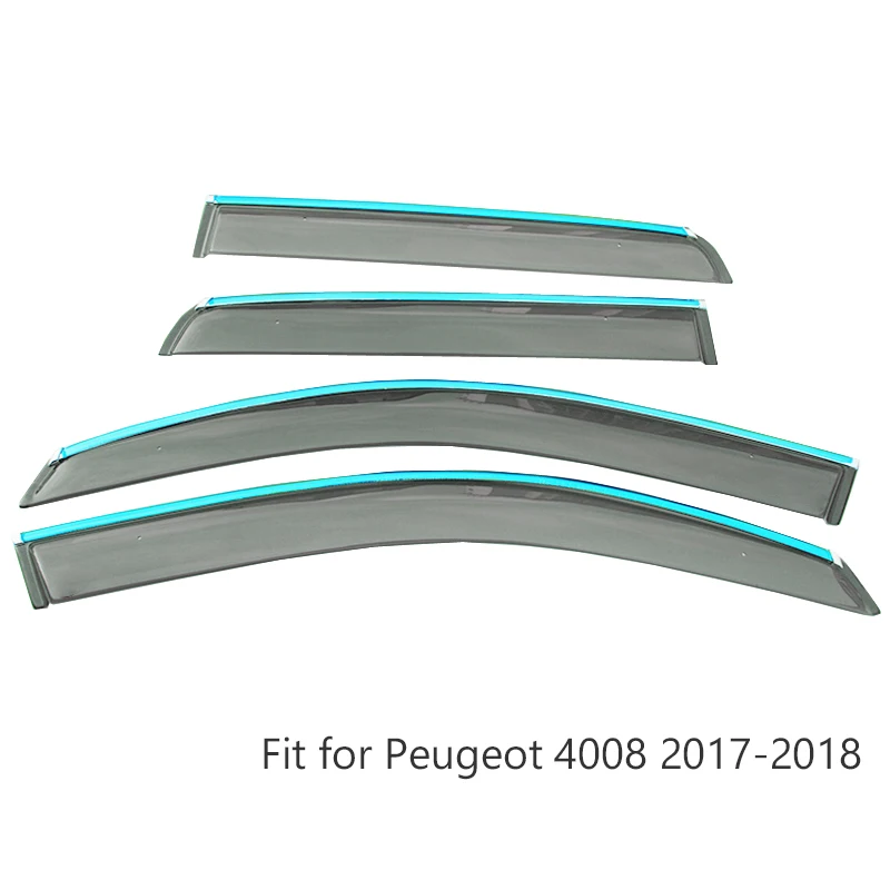 ZDPARTS 4 шт. автомобильный ветровой дефлектор Защита от солнца дождь Ветер вентиляционный козырек крышка отделка Аксессуары для peugeot 4008 ABS - Цвет: Peugeot 4008 17-18