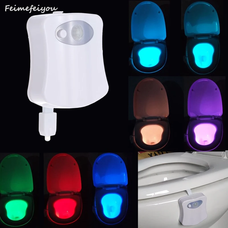 8 Colors LED Toilet Night Light Motion Activated Toilet Nightlight Sensitive 3A Battery operated