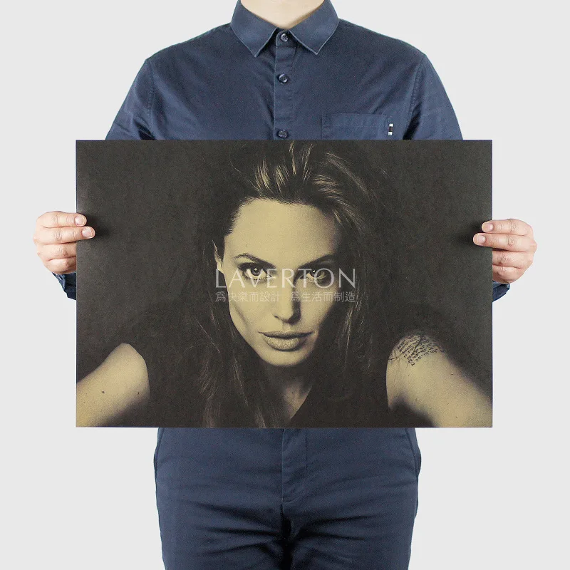 Angelina C/Голливуд актер фильм звезда/крафт бумага/кафе/бар постер/ретро