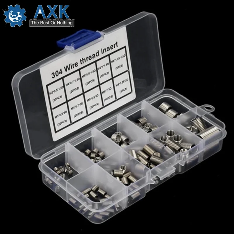 

150pcs M3-M8 304 Stainless Steel Coiled Wire Helical Screw Thread Repair Inserts AXK