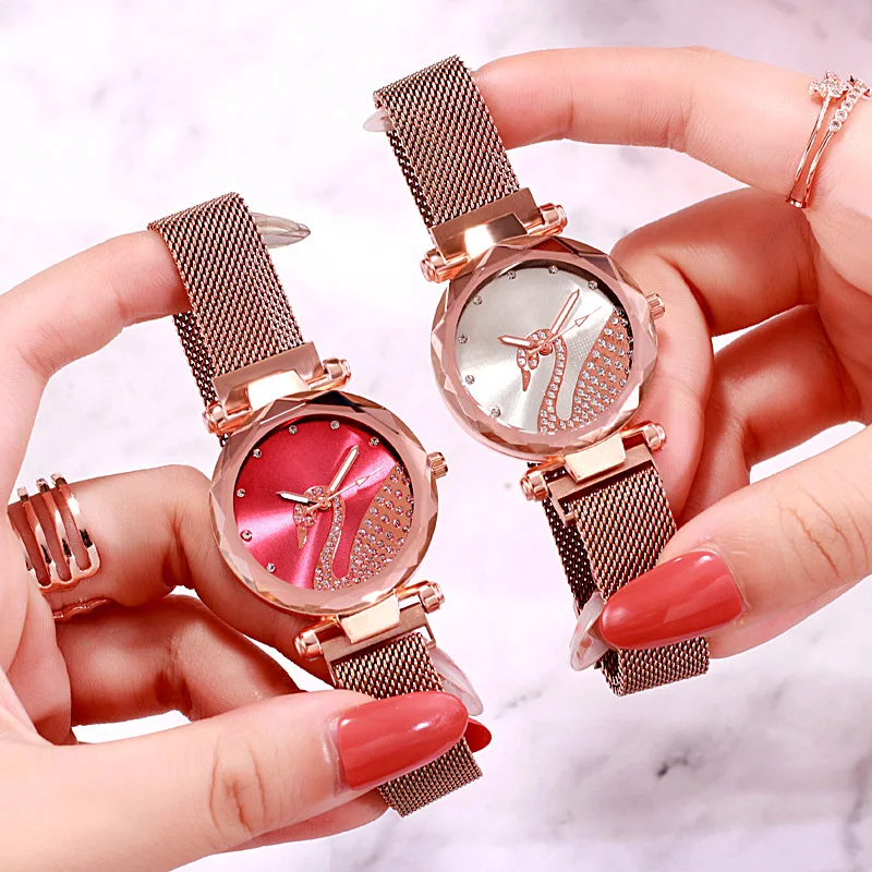 

Rose Gold Luxury Women's Watches Fashion Swan Diamond Ladies Magnetic Clasp Quartz Watch Elegant Female Wristwatch