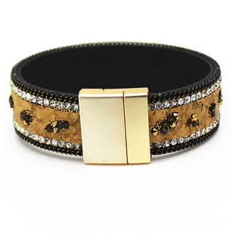 Новинка 2015 модный браслет женская бижутерия золотой кожаный металлический