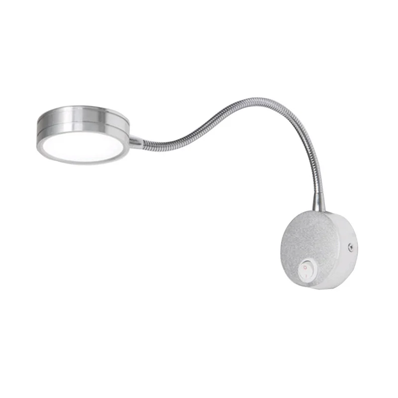 Silver Black Flexible Hose LED book light 3W 5W 7W EU plug Night Light Bedside Reading lamp Study Painting Wall mount book lamp 3