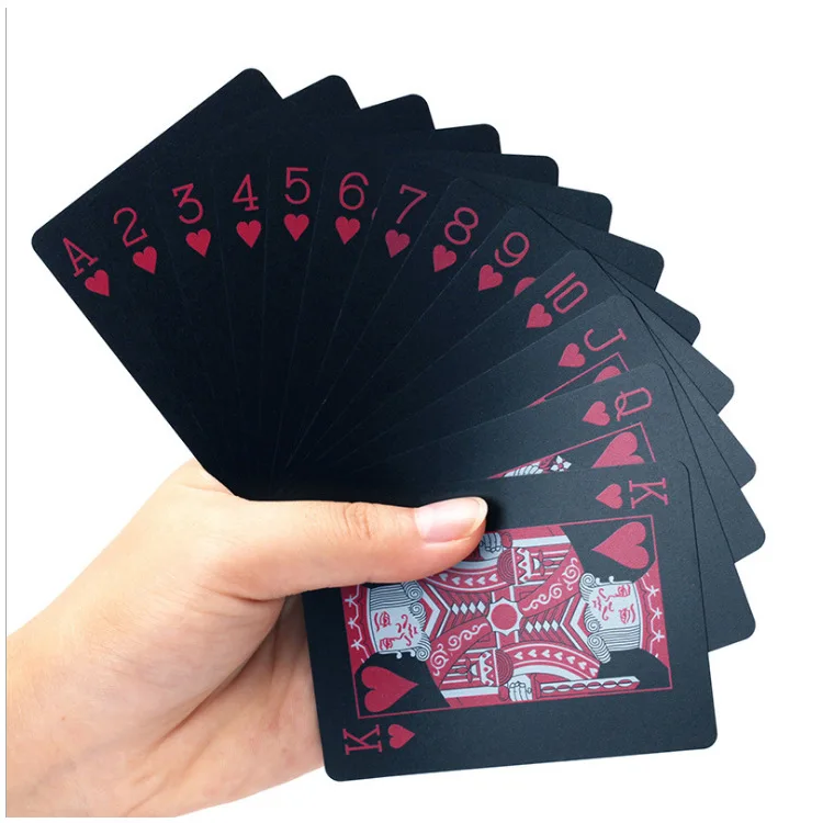 Креативные игральные карты водонепроницаемый черный набор для покера черный бриллиант покер карты горячий подарок стандартные вечерние игральные карты с коробкой - Цвет: red without box