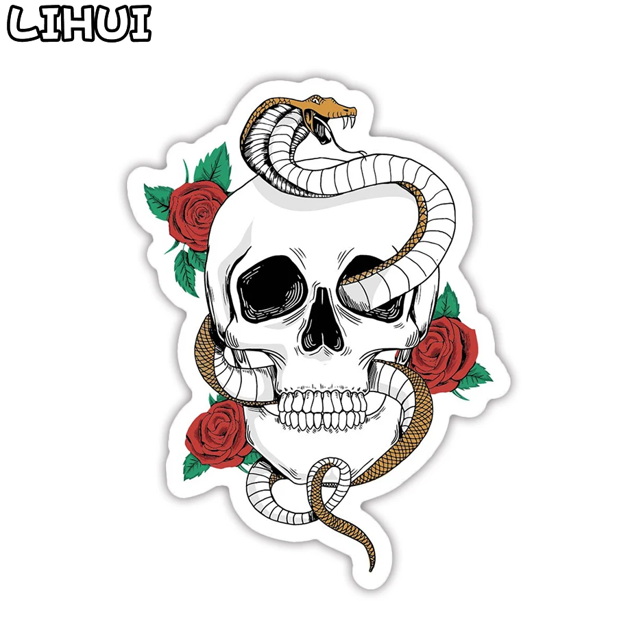 1 PCS Snake Skull Rose Sticker Ghost Punk Rock Skeleton Stickers
