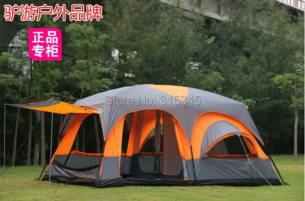 

Luxury ultralarge high quality one hall two bedrooms 6 8 10 12 outdoor camping tent 215cm height waterproof party family tent