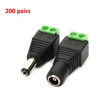200 Pair DC Power Male and Female Jack Adapter Plug Free Welding DC Male Female Head For CCTV Camera DVR Free Shipping