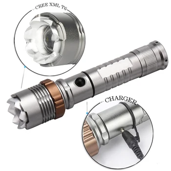 

LED Flashlight Rechargeable Flashlight Built-in Charger Portable Hand Light
