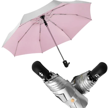 

Automatic Sun Umbrella Rain Women Titanium Silver Anti UV Mini Umbrella 8 Ribs Portable Parasol Man Five-folding Pocket Umbrella