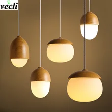 Style nordique créatif noix pendentif lampe moderne imitation bois pendentif lampe chambre salle à manger café Bar décoratif lustre(China)