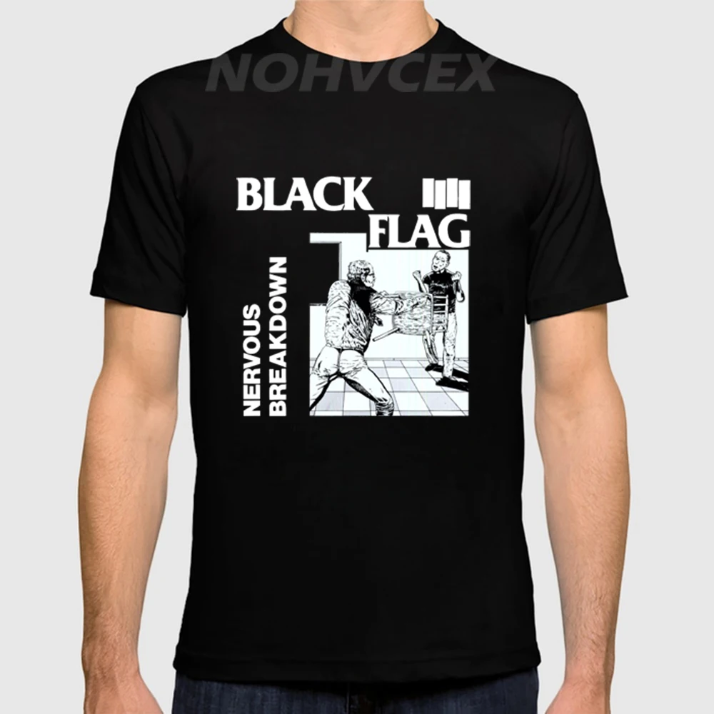Футболка с черным флагом Мужская рок-группа Мужская футболка Топы с коротким рукавом и круглым вырезом хлопок
