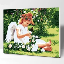 Безрамное изображение маленький ангел DIY картина по номерам Современная Настенная живопись ручная роспись маслом на холсте для домашнего декора