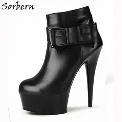 Sorbern Бабочка-узел ботильоны пользовательские каблуки Круглый носок на молнии на платформе 5-10 см роскошные модная обувь Для женщин