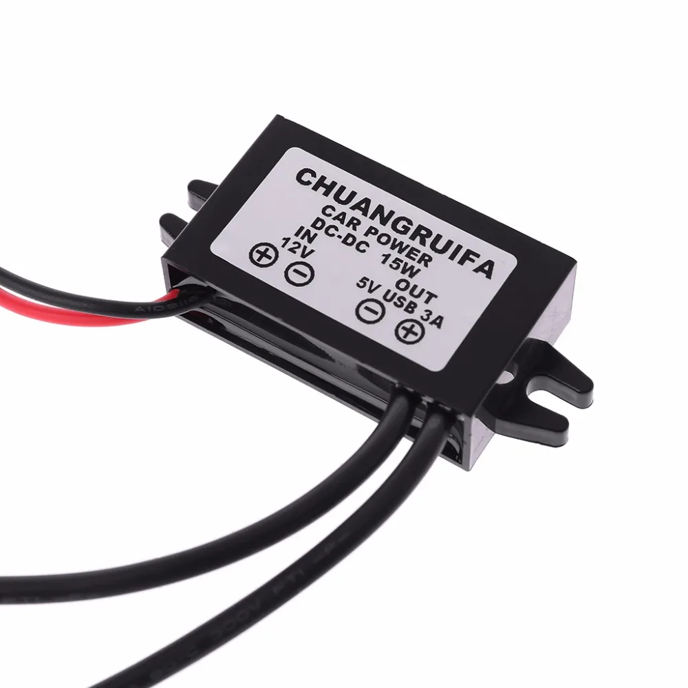 Водостойкий DC преобразователь модуль 12 В до 5 В 3A 15 Вт Dual USB выходной адаптер питания