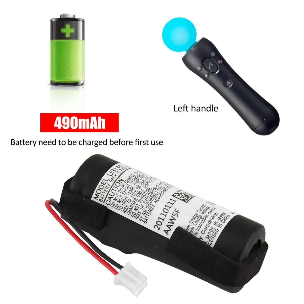 490 mah/1380 mah перезаряжаемая батарея для PS3 MOVE левый Аккумулятор для джойстика, аксессуары для ремонта