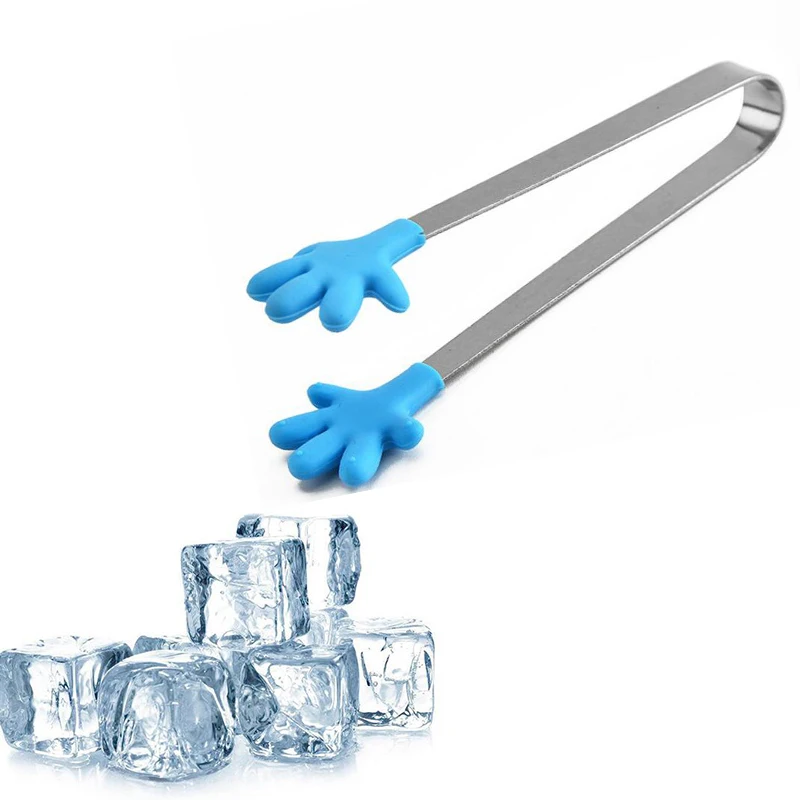 

Mini Salad Serving BBQ Tongs Stainless Steel Handle Utensil Creative Hand Shape Kitchen Cooking Tools Mini Silicone Food Clip