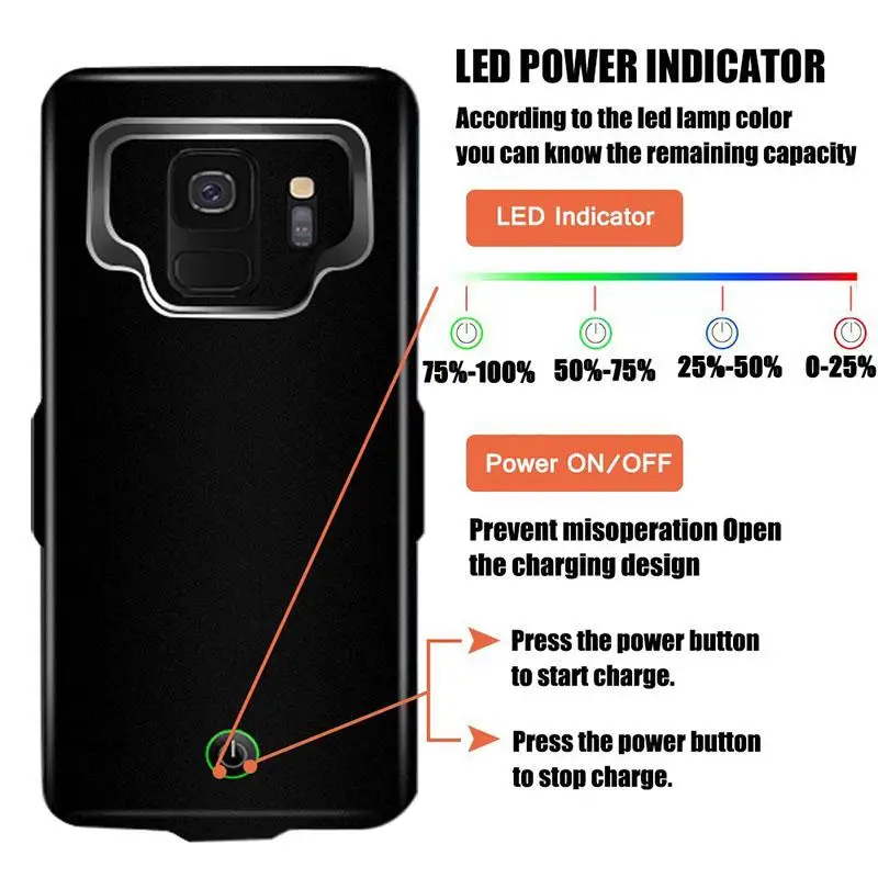 Чехлы для зарядного устройства для samsung Galaxy S9Plus емкостью внешний зарядный чехол 7000 мАч Расширенный защитный чехол для батареи r25