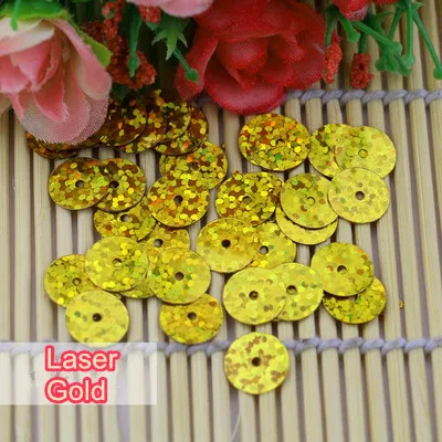 50g 6mm Flat Round Sequins For Crafts PVC DIY Sewing Laser Gold Hologram