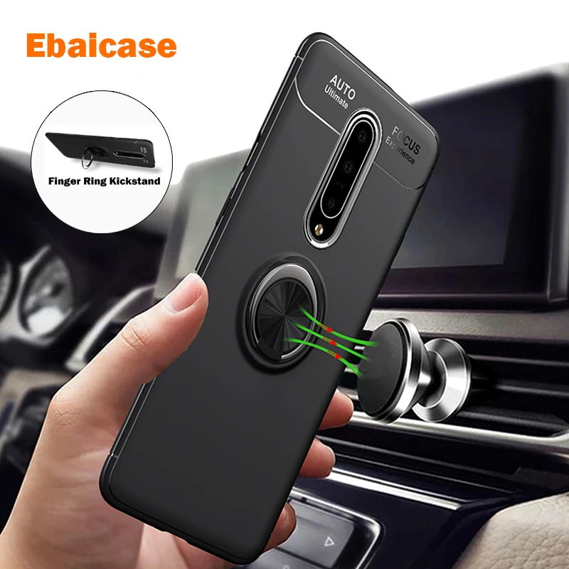 

For Oneplus 7 Pro Case Silicone Holder Stand Magnetic Car Holder Ring Phone Case for Oneplus 6 6T 7 Pro Case Ring Magnetic Cover