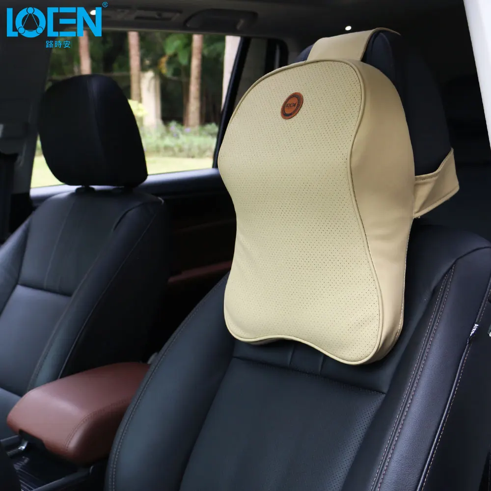 LOEN ПУ кожа памяти Хлопок подголовник автомобиля подушка для шеи Отдых безопасности Сиденье Поддержка авто голова Подушка-подголовник для шеи Подушка автомобильный стиль