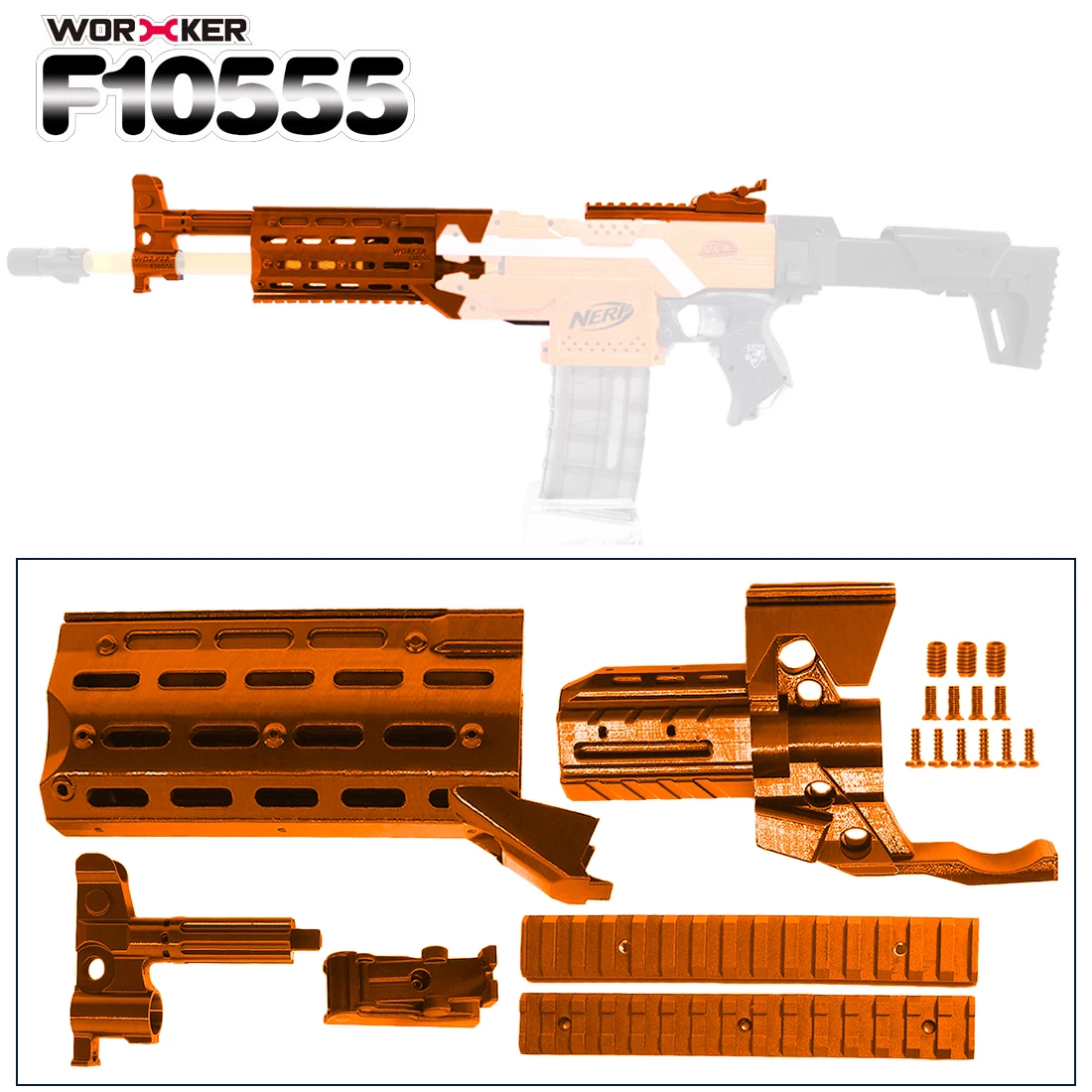 

Worker f10555 3D Printing NO.153 Modified Kit for Nerf Stryfe(Type-A) - Orange
