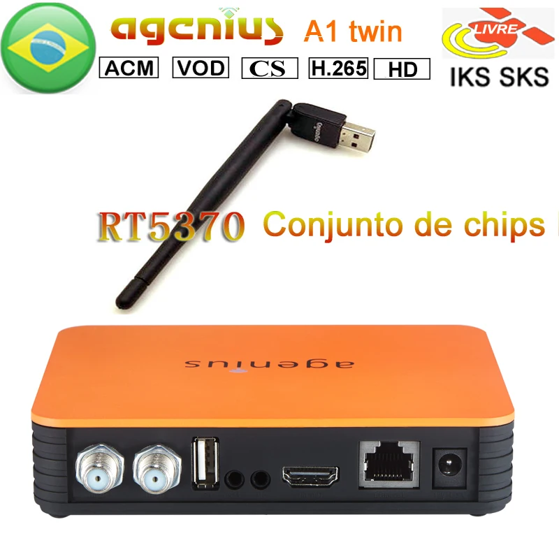 

2019 New Satellite TV Receiver A1 TWIN 1 pcs with Wifi Antenna for Latin America Brazil Chile Spain IPTV Free SKS IKS Dish