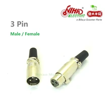 3-Pins/Poles XLR Ebike Bicycle-Electric-Scooter-E-Bikes ZTECH Connector for Motor-parts/Nihao/Ztech