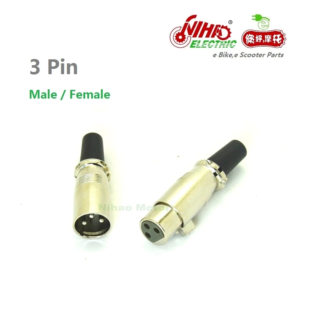 

52 E-BIKE 3 Pins/Poles XLR Female Connector For Ebike Bicycle Electric Scooter E bikes Motor Parts NIHAO ZTECH