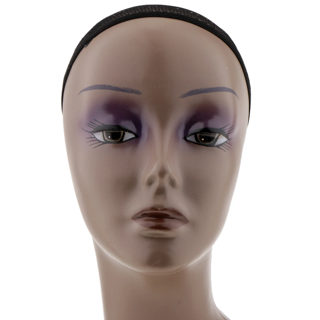 21' ABS Black Women Female Mannequin Head Bust Wig Hat Jewelry Scarf Display Stand w/ Hairnet