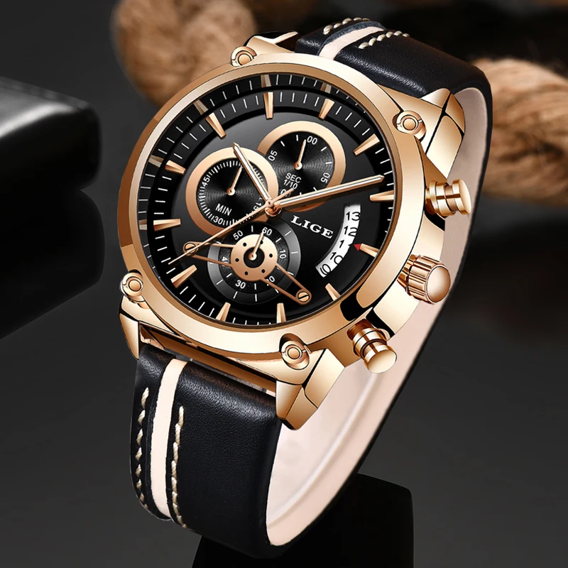  LIGE Watch Top Brand Man Watches With Chronograph Sport Waterproof Clock Man Watches Military Luxur