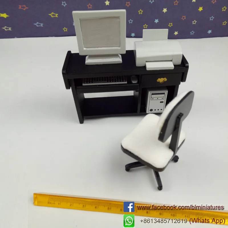 S3 1:12 Miniatur-Puppenhaus-Kleiner Computer-Schreibtisch-MöBel-Modell mit Maus 