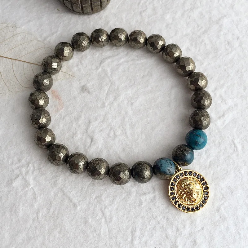 Mcllroy 8mm Natural Iron Ore Stone Bead Bracelet Men & Women Jewelry