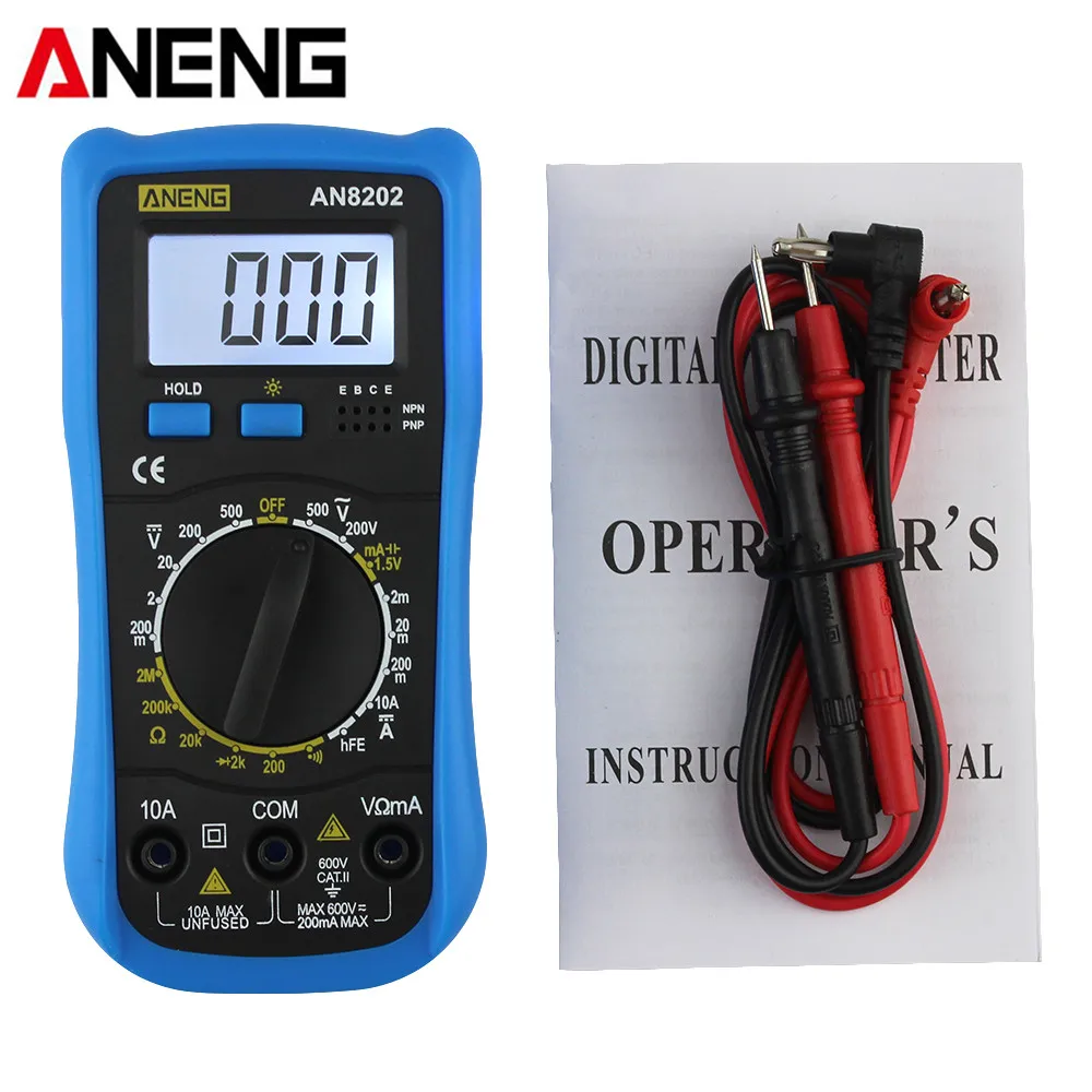 Цифровой мультиметр ANENG AN8202 с ЖК дисплеем и подсветкой амперметр напряжения