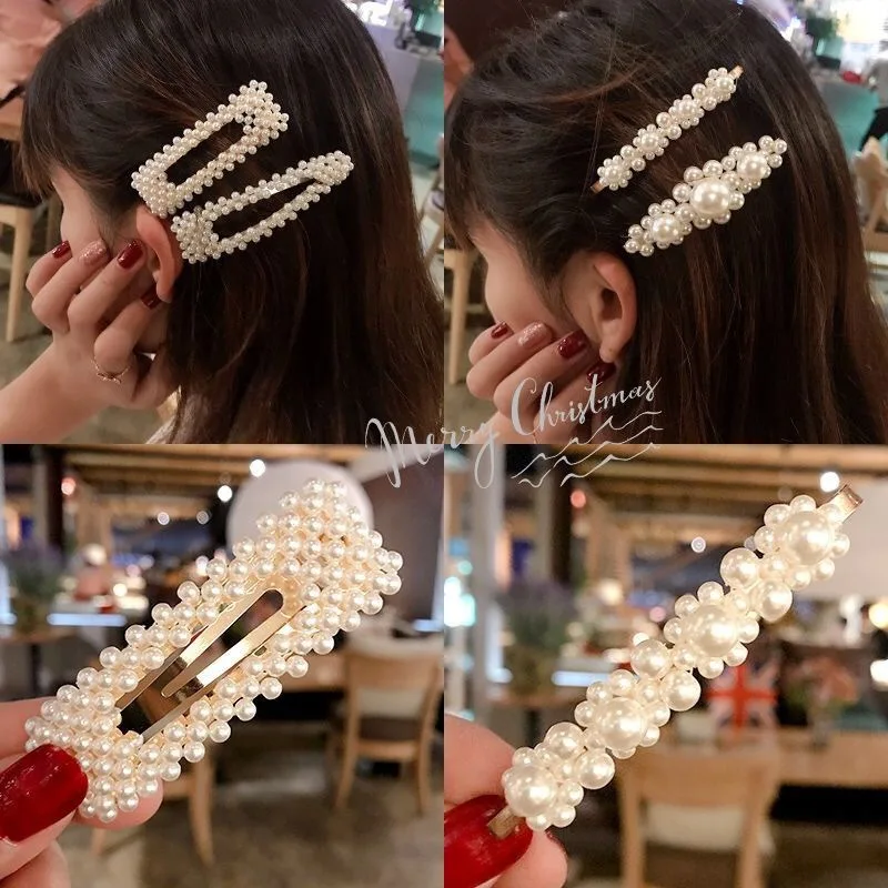 5 PCS / Set Pearl Hair Clip Pin Barrette Headwear Hair Accessories Hair Jewelry Sets Ornament Korea Metal Haripins Women