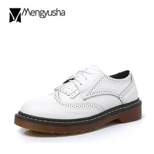 Консервативный стиль; кожаные туфли с бахромой; женские туфли-оксфорды; женская обувь на шнуровке с круглым носком; обувь на платформе; mujer