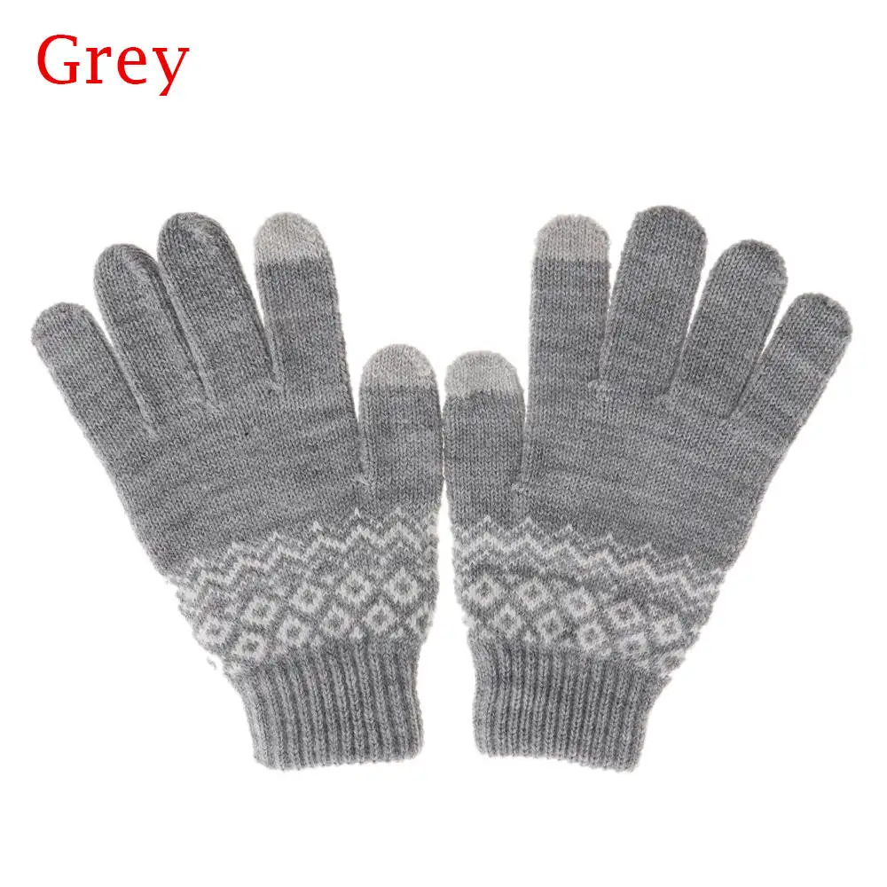 B-grey 1 пара, модные зимние перчатки, Вязанные шерстяные перчатки для девочек и женщин, утепленные варежки, шерстяные перчатки для мобильного телефона, новая распродажа - Цвет: B-grey