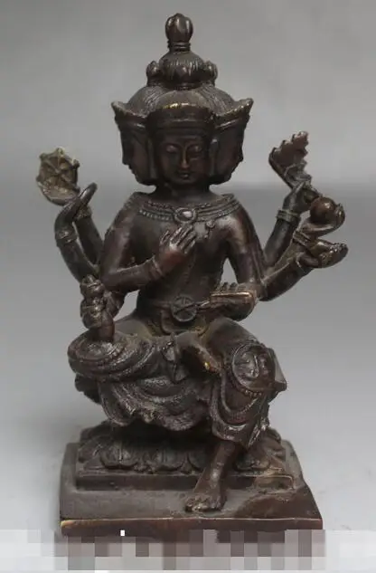 

Tibet Buddhism Bronze 4 Head 8 Arms Kwan-Yin Bodhisattva Goddess Buddha Statue