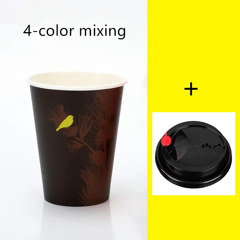 50 шт. высококачественные креативные вечерние Одноразовая чашка для чая бумажный стаканчик для кофе горячий и холодный напиток на вынос упаковочные кружки с крышками