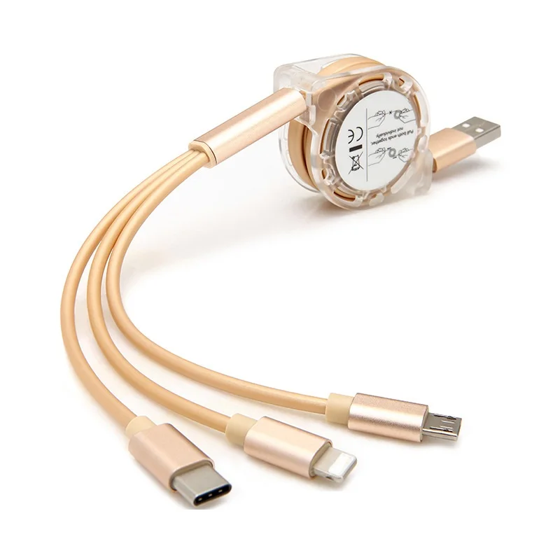 

2.1A 3-in-1 usb cable for iphone Xs max Xr Samsung Xiaomi LG Android TYPE-C fast charging cables mobile phone charger cord data