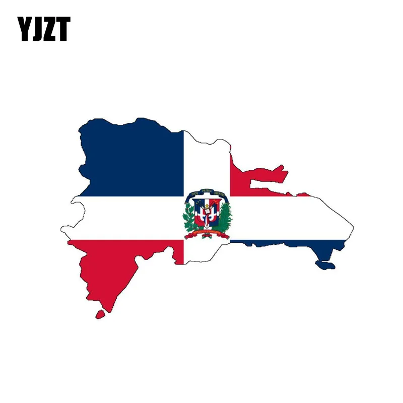 

YJZT 13.2CM*9CM Dominican Republic Flag Map Car Sticker Body Helmet Decal 6-0887