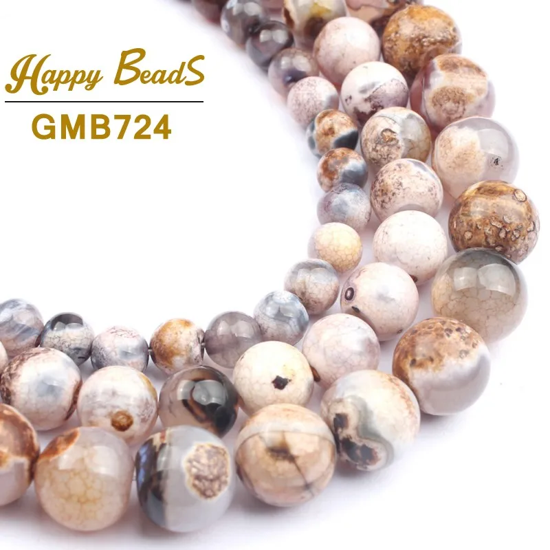 

Brown Fire Dragon Agates Onyx Beads Round Loose Spacer Bead For DIY Handmade Bracelet Jewelry Making 15''Strand 6/8/10mm