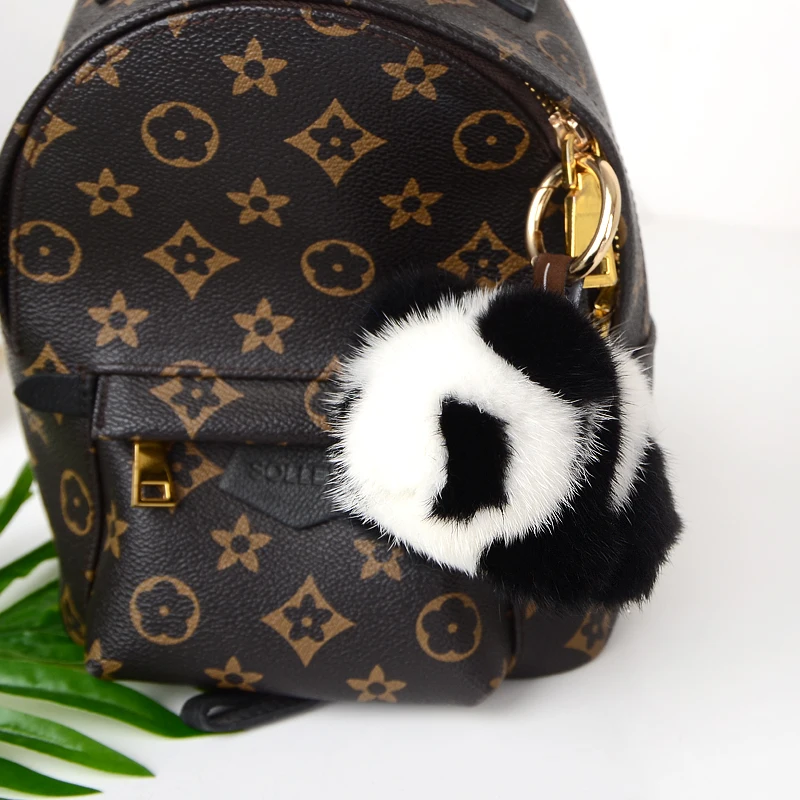 Подлинная Мода из мягкой натуральной норки меховой брелок Panda кольцо подарок
