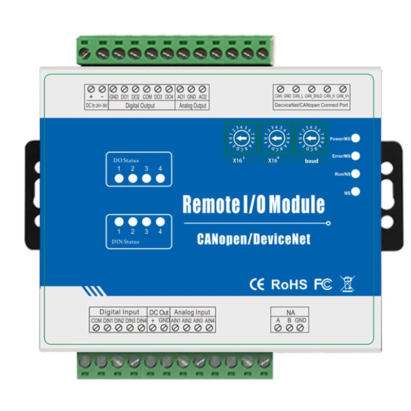 Шины дистанционного модуль поддерживает стандартные CANopen поддержек протокола 0 до 10 В аналоговый Выход M200C