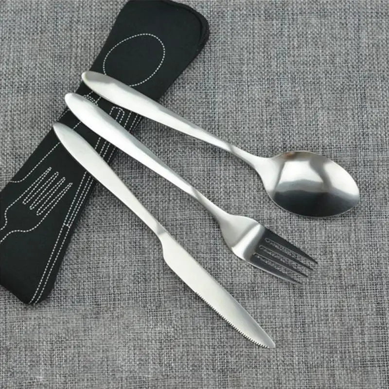 

Western steak cutlery spoon Creative bag portable Western cutlery set three-piece practical gift